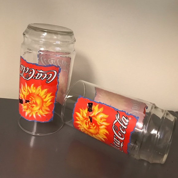 VTG 1995 Coca-Cola Sunshine Drinking Glasses set of 4 - Picture 3 of 8